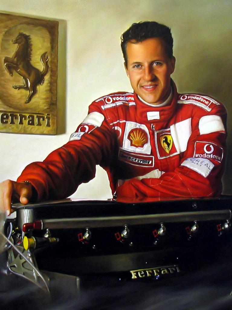 Michael Schumacher Painting Oil on Canvas Size : 120x100 cm Private Collection